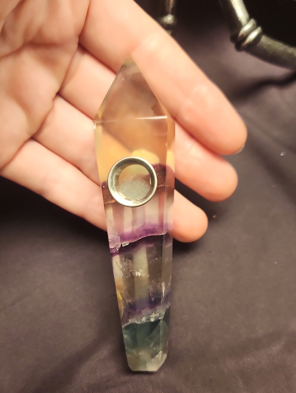 Rainbow Fluorite Crystal Pipe